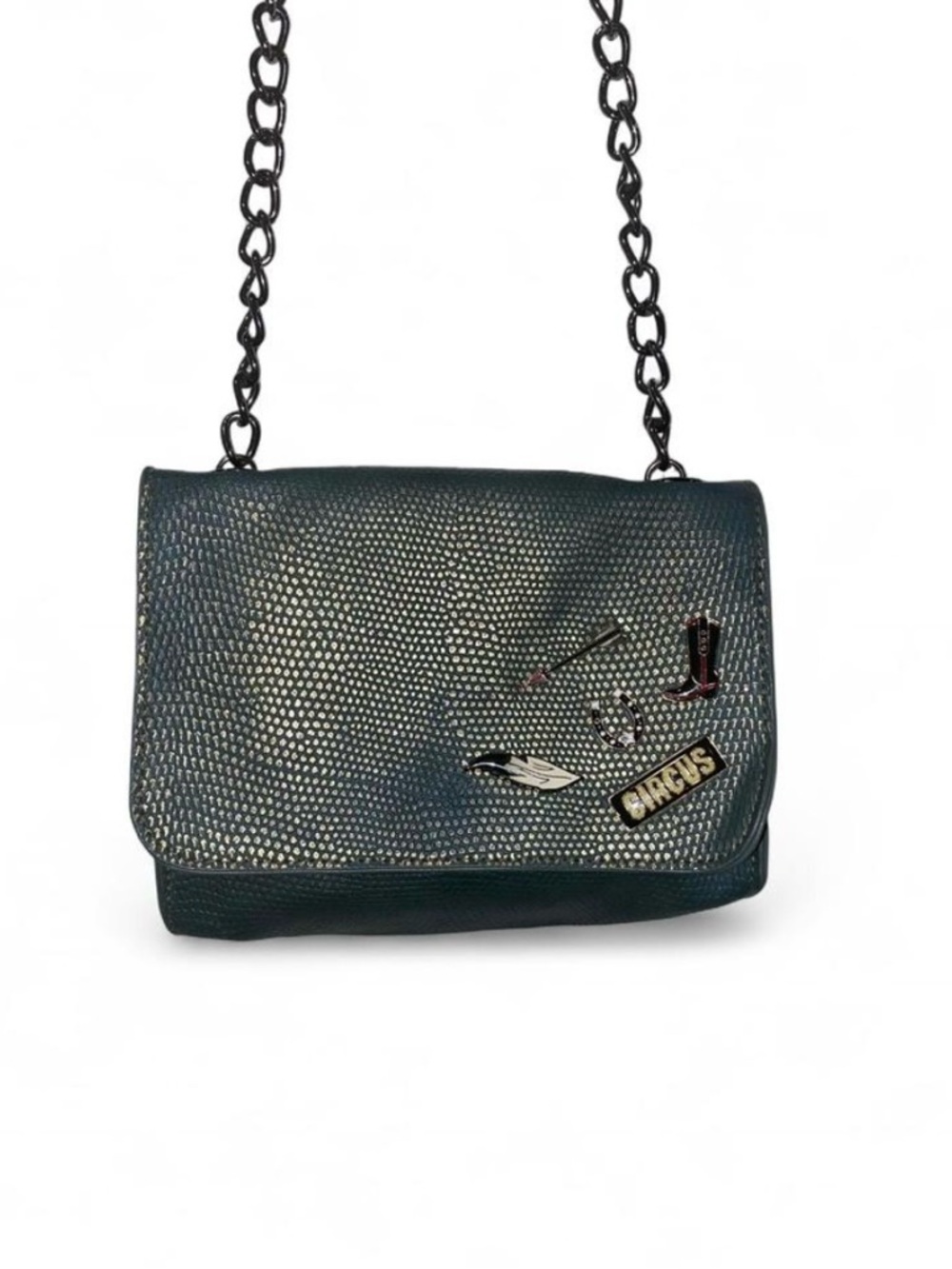 Circus by Sam Edelman Teal Textured Crossbody Bag with Black Chain